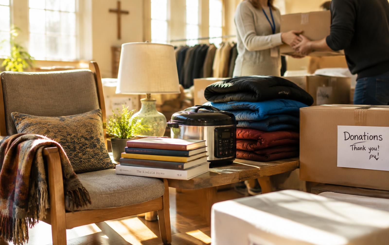 Donated household items ready for new homes